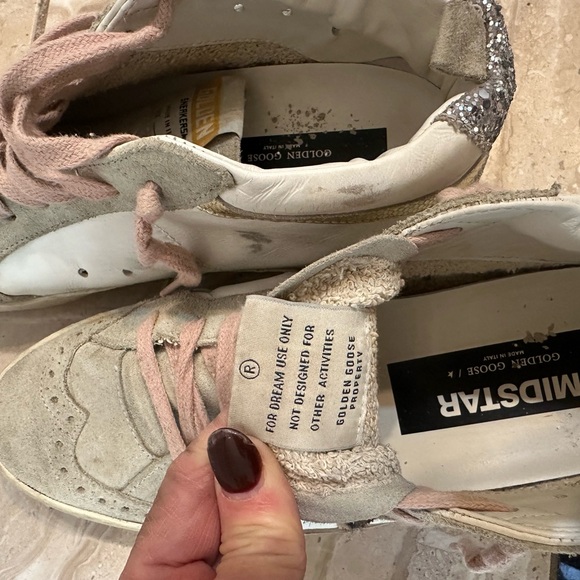 Golden Goose High-Top Sneakers - Gray and Pink with Leopard Detail - Picture 7 of 12